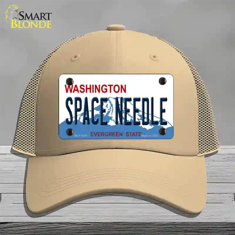 Space Needle Washington Novelty License Plate Hat Mesh / Khaki