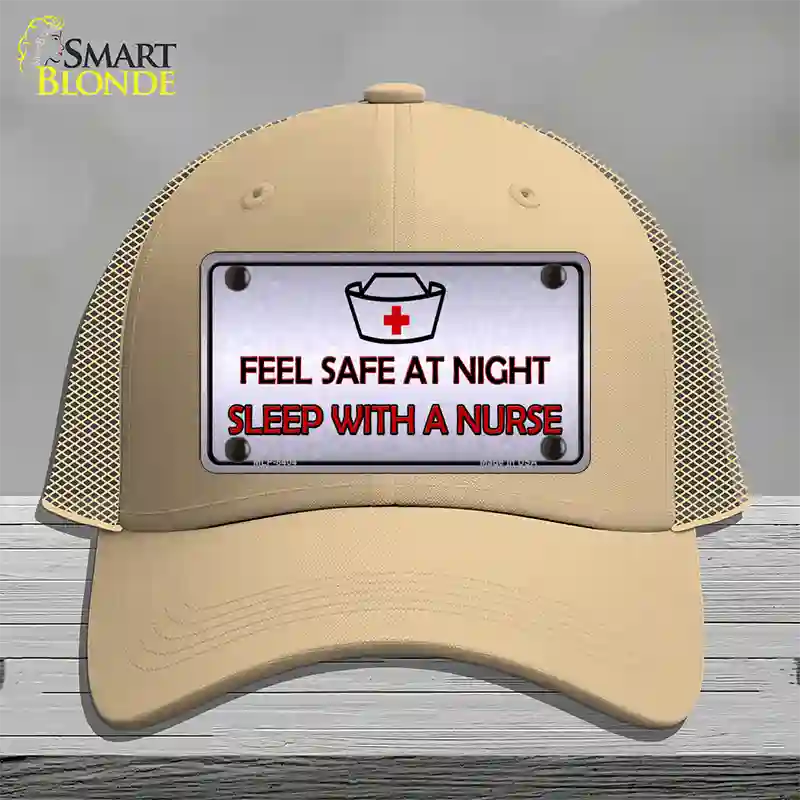 Feel Safe At Night Novelty License Plate Hat Mesh / Khaki