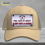 Feel Safe At Night Novelty License Plate Hat Mesh / Khaki