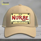 Im A Nurse Tan Novelty License Plate Hat Mesh / Khaki