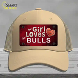 This Girl Loves Her Bulls Novelty License Plate Hat Mesh / Khaki