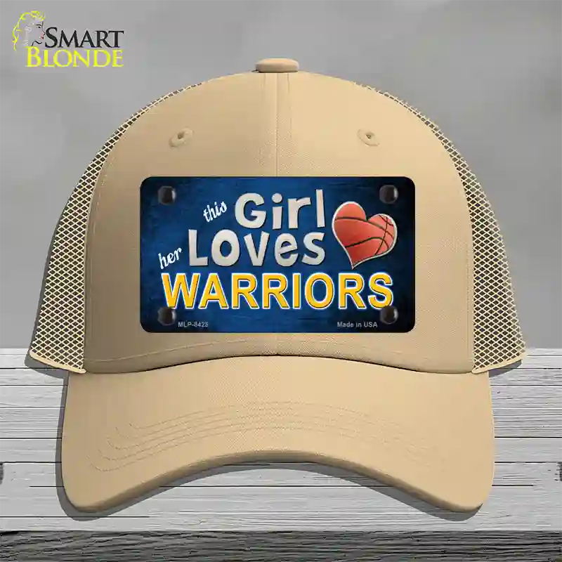 This Girl Loves Her Warriors Novelty License Plate Hat Mesh / Khaki