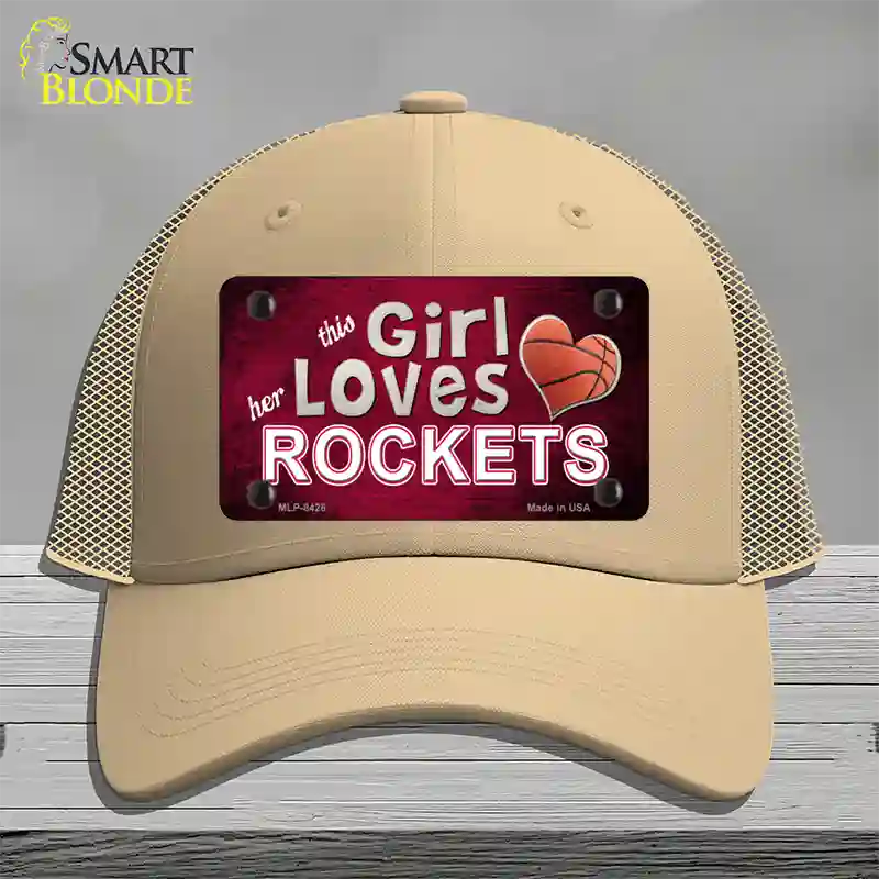 This Girl Loves Her Rockets Novelty License Plate Hat Mesh / Khaki