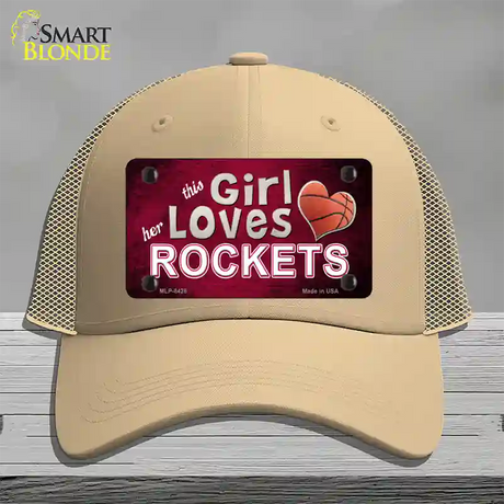 This Girl Loves Her Rockets Novelty License Plate Hat Mesh / Khaki