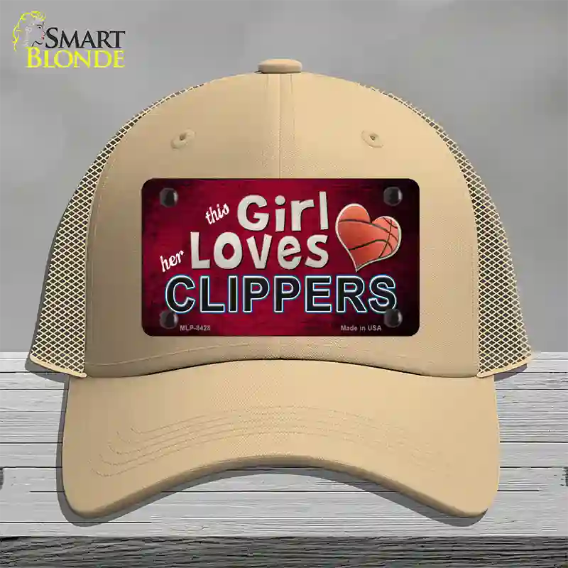 This Girl Loves Her Clippers Novelty License Plate Hat Mesh / Khaki