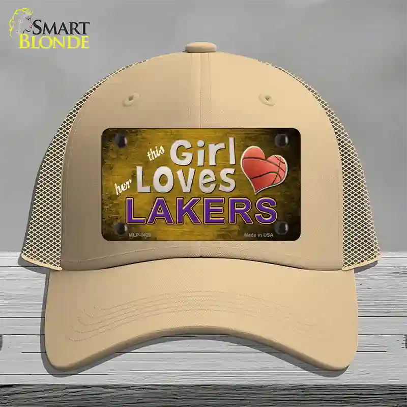 This Girl Loves Her Lakers Novelty License Plate Hat Mesh / Khaki