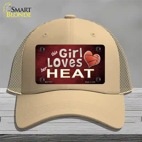 This Girl Loves Her Heat Novelty License Plate Hat Mesh / Khaki