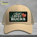 This Girl Loves Her Bucks Novelty License Plate Hat Mesh / Khaki