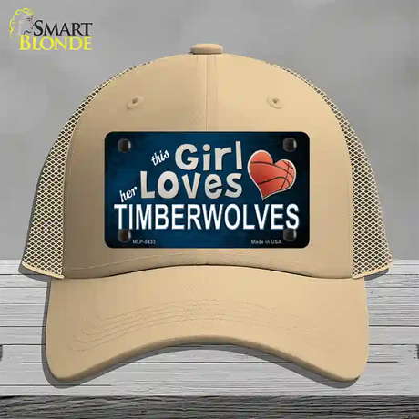 This Girl Loves Her Timberwolves Novelty License Plate Hat Mesh / Khaki