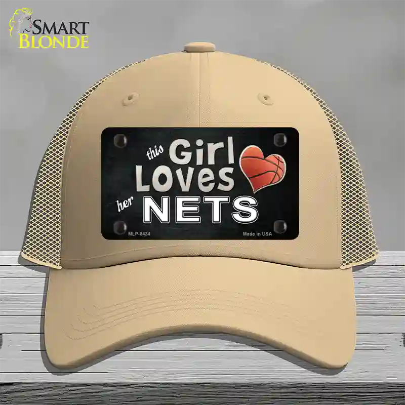 This Girl Loves Her Nets Novelty License Plate Hat Mesh / Khaki