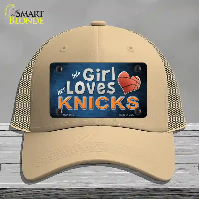 This Girl Loves Her Knicks Novelty License Plate Hat Mesh / Khaki