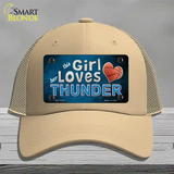 This Girl Loves Her Thunder Novelty License Plate Hat Mesh / Khaki