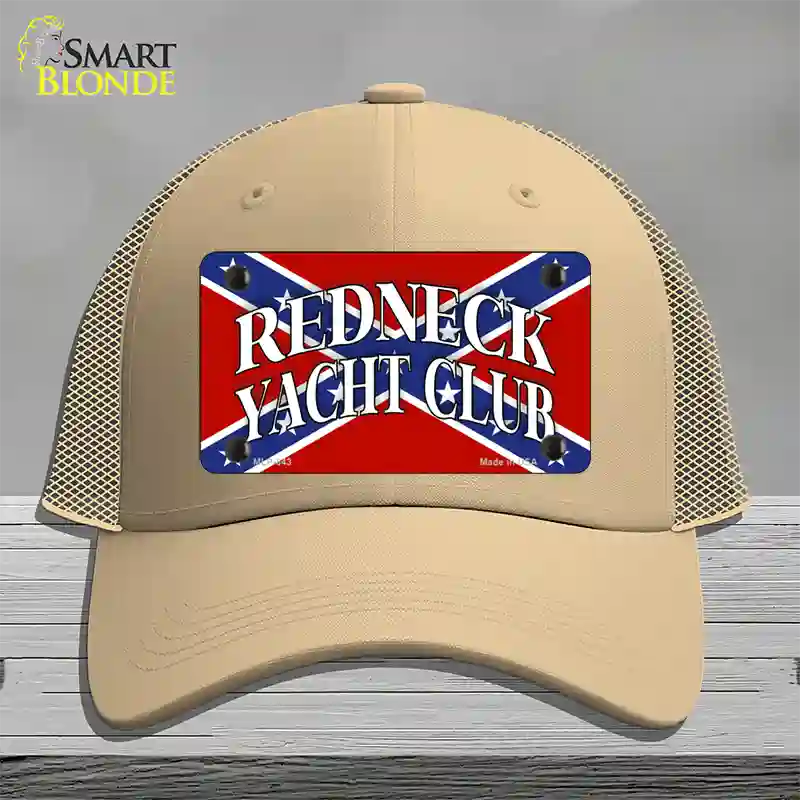 Redneck Yacht Club Novelty License Plate Hat Mesh / Khaki