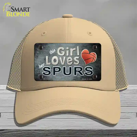 This Girl Loves Her Spurs Novelty License Plate Hat Mesh / Khaki