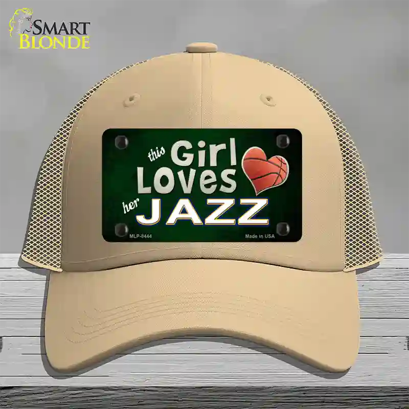 This Girl Loves Her Jazz Novelty License Plate Hat Mesh / Khaki