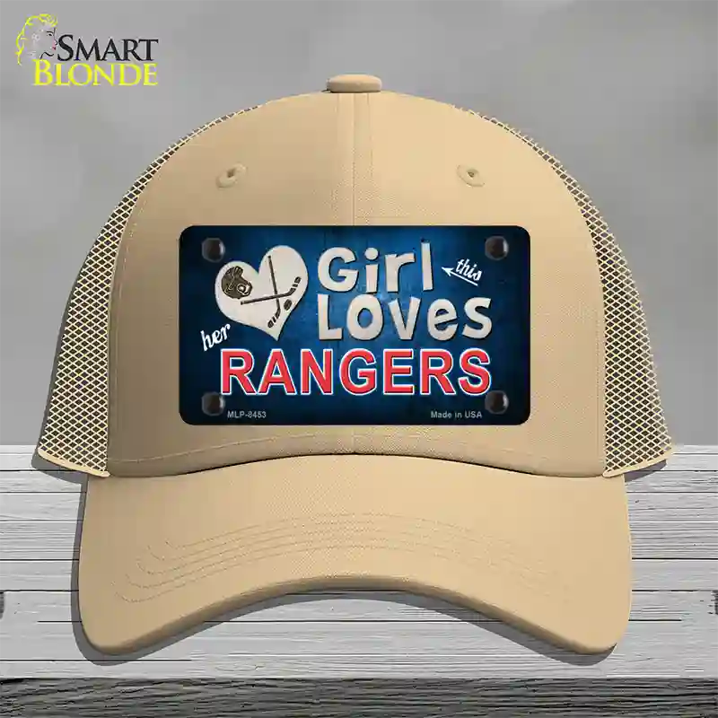 This Girl Loves Her Rangers Blue Novelty License Plate Hat Mesh / Khaki