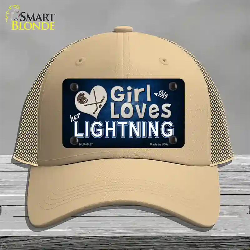 This Girl Loves Her Lightning Novelty License Plate Hat Mesh / Khaki