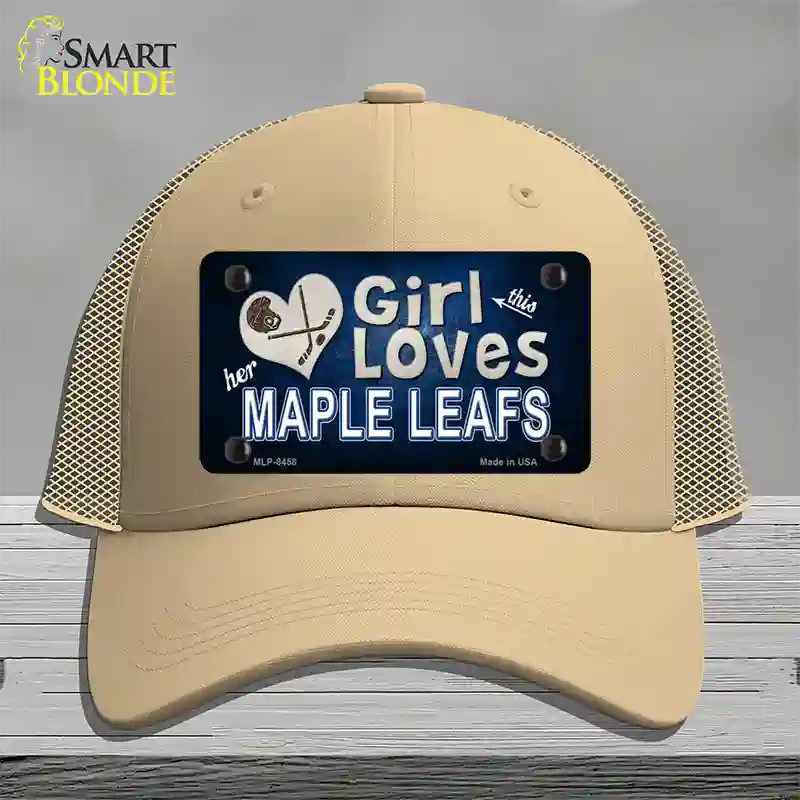 This Girl Loves Her Maple Leafs Novelty License Plate Hat Mesh / Khaki