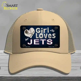 This Girl Loves Her Jets Hockey Novelty License Plate Hat Mesh / Khaki