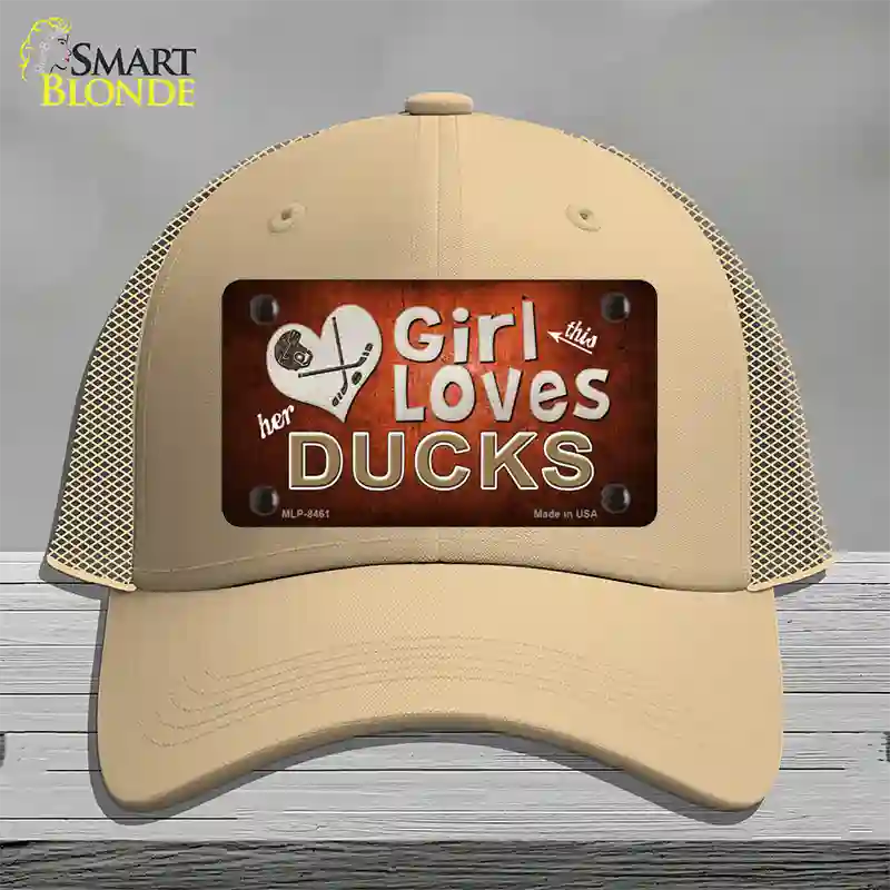 This Girl Loves Her Ducks Novelty License Plate Hat Mesh / Khaki