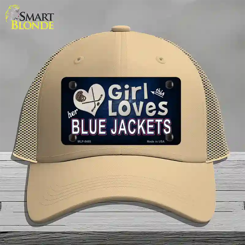 This Girl Loves Her Blue Jackets Novelty License Plate Hat Mesh / Khaki