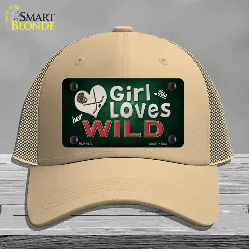 This Girl Loves Her Wild Novelty License Plate Hat Mesh / Khaki