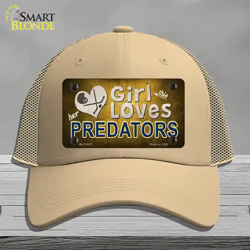 This Girl Loves Her Predators Novelty License Plate Hat Mesh / Khaki