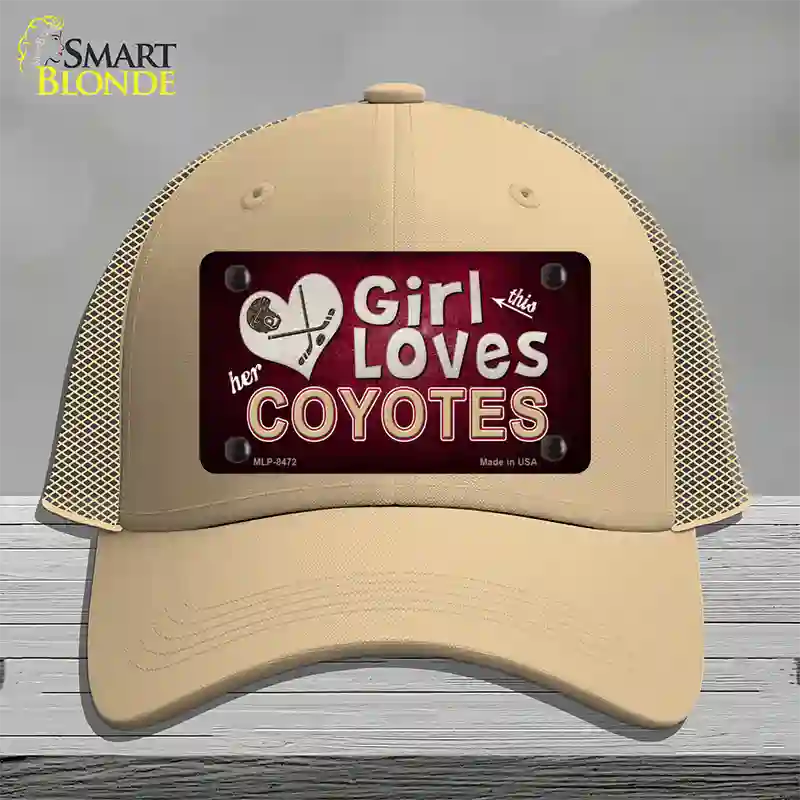 This Girl Loves Her Coyotes Novelty License Plate Hat Mesh / Khaki