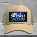 This Girl Loves Her Blues Novelty License Plate Hat Mesh / Khaki