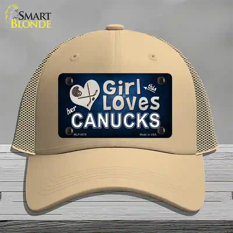 This Girl Loves Her Canucks Novelty License Plate Hat Mesh / Khaki