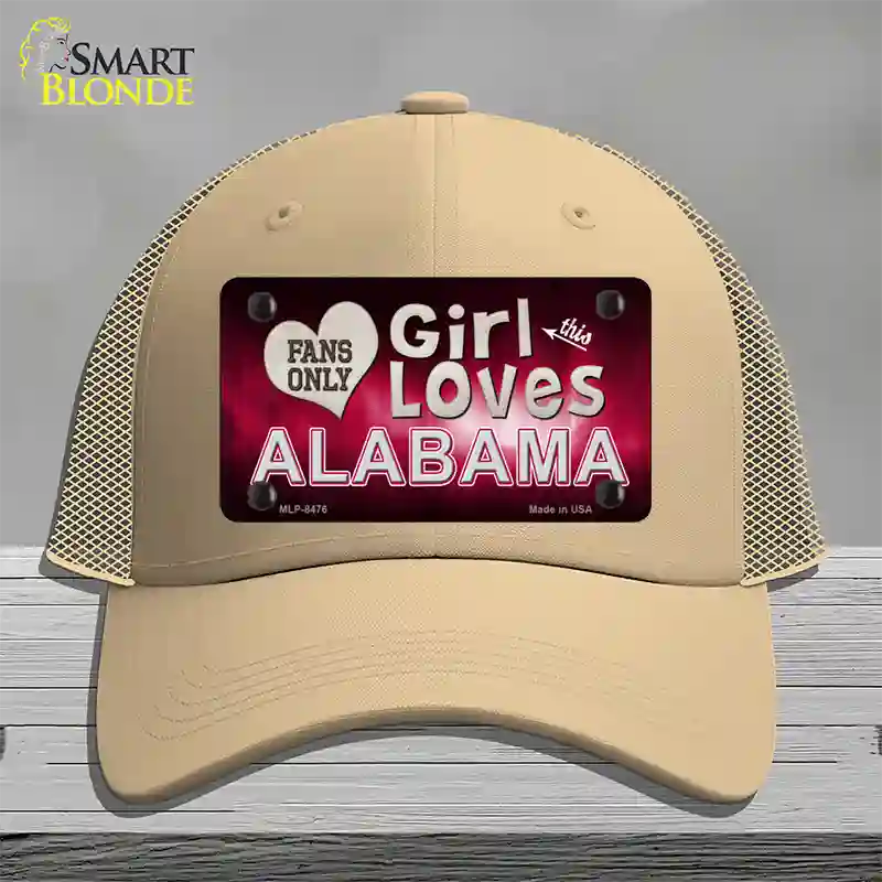 This Girl Loves Alabama Novelty License Plate Hat Mesh / Khaki