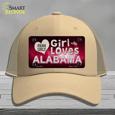 This Girl Loves Alabama Novelty License Plate Hat Mesh / Khaki