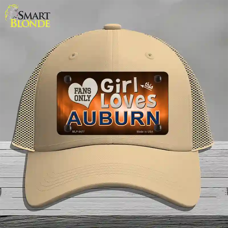 This Girl Loves Auburn Novelty License Plate Hat Mesh / Khaki