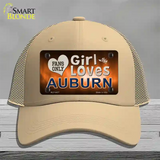 This Girl Loves Auburn Novelty License Plate Hat Mesh / Khaki