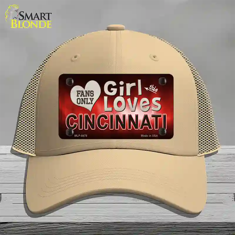 This Girl Loves Cincinnati Novelty License Plate Hat Mesh / Khaki