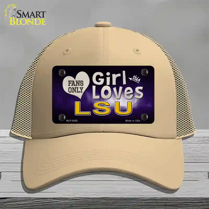 This Girl Loves LSU Novelty License Plate Hat Mesh / Khaki