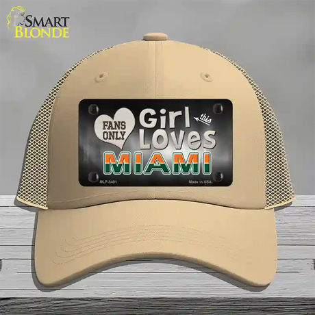 This Girl Loves Miami Novelty License Plate Hat Mesh / Khaki