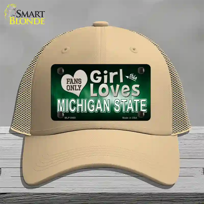 This Girl Loves Michigan State Novelty License Plate Hat Mesh / Khaki