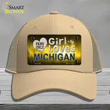 This Girl Loves Michigan Novelty License Plate Hat Mesh / Khaki