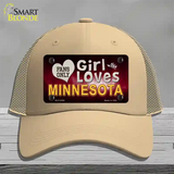 This Girl Loves Minnesota Novelty License Plate Hat Mesh / Khaki