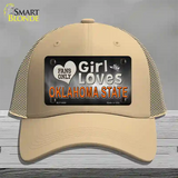 This Girl Loves Oklahoma State Novelty License Plate Hat Mesh / Khaki