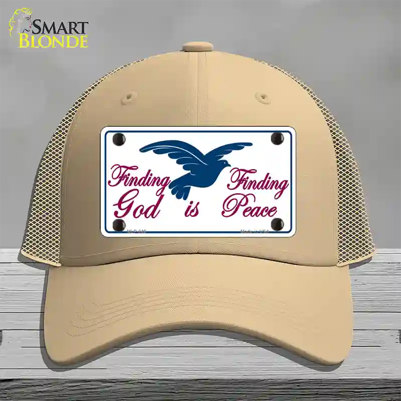 Finding God Finding Peace Novelty License Plate Hat Mesh / Khaki