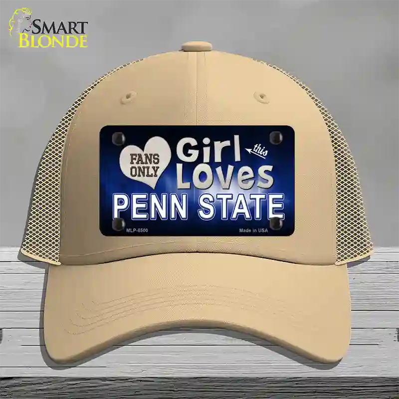 This Girl Loves Penn State Novelty License Plate Hat Mesh / Khaki