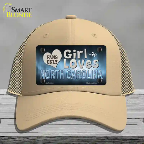 This Girl Loves North Carolina Novelty License Plate Hat Mesh / Khaki