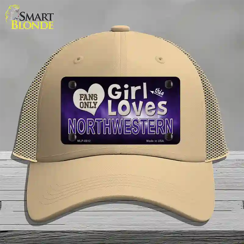 This Girl Loves Northwestern Novelty License Plate Hat Mesh / Khaki