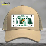 Punta Gorda Florida Novelty License Plate Hat Mesh / Khaki