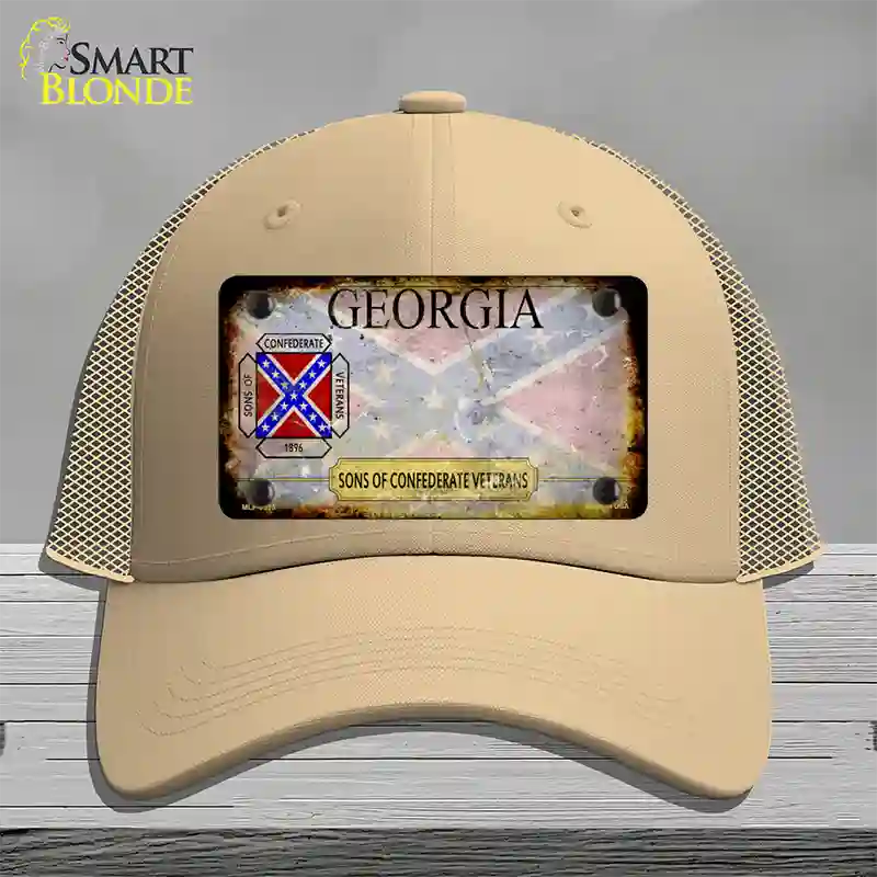 Georgia Rusty State Novelty License Plate Hat Mesh / Khaki