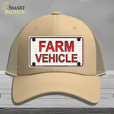 Farm Vehicle Novelty License Plate Hat Mesh / Khaki