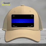 Police Diamond Thin Blue Line Novelty License Plate Hat Mesh / Khaki