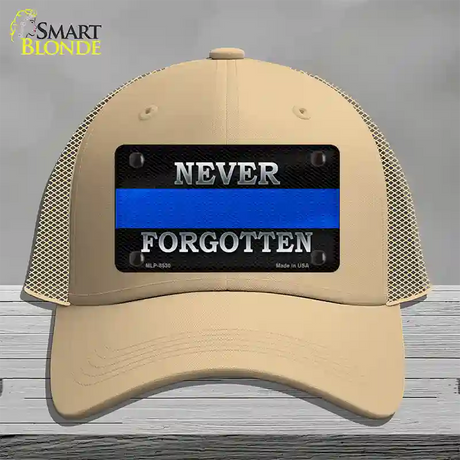 Never Forgotten Thin Blue Line Novelty License Plate Hat Mesh / Khaki